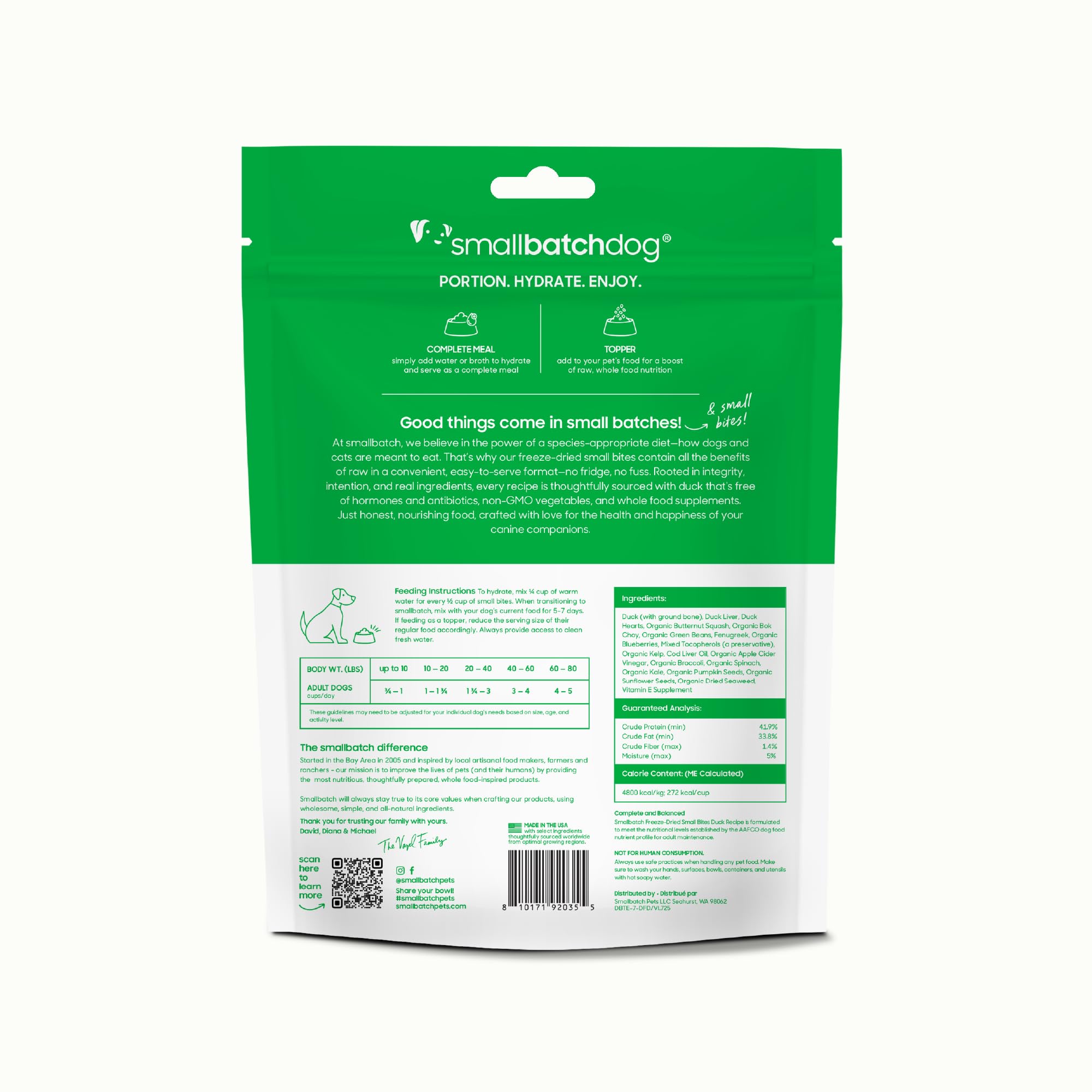 smallbatch Duck Recipe Fabricado en EE.UU.: calidad artesanal y control de ingredientes