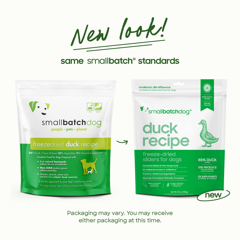smallbatch alimento crudo pato hidratado, listo para servir