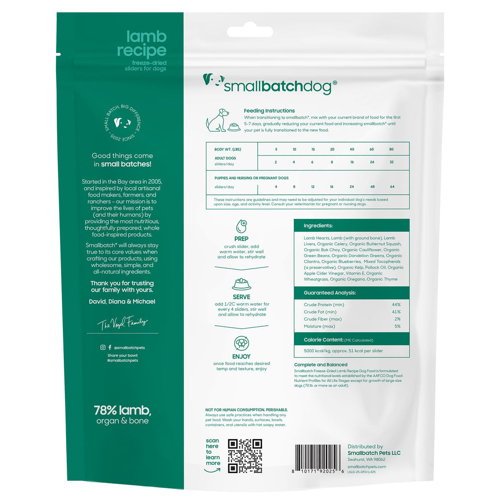 smallbatch: producto hecho en EE. UU. con carne criada de forma humana y orgánicos.