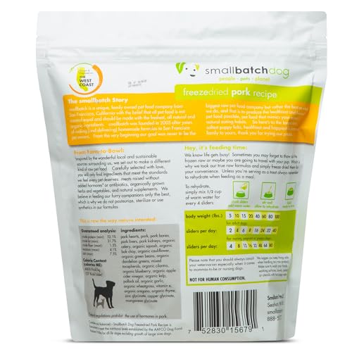 smallbatch Pets rehidratar cerdo deshidratado para una comida rápida