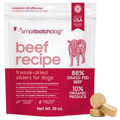 Smallbatch Pets trozos crudos deshidratados de ternera para perros, fuente de proteína