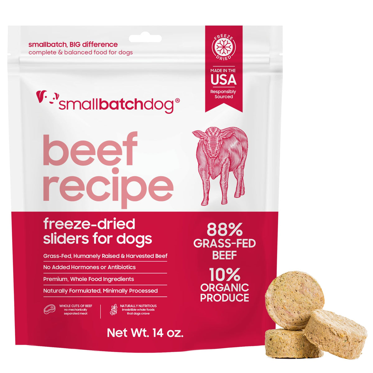 smallbatch Pets envase sellado conserva la frescura del alimento crudo deshidratado