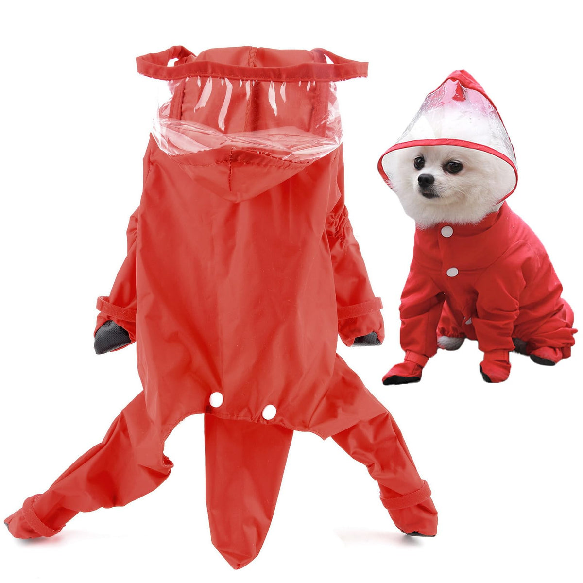 SMALLLEE_LUCKY_STORE capa lluvia perro frontal muestra protección impermeable y cobertura completa
