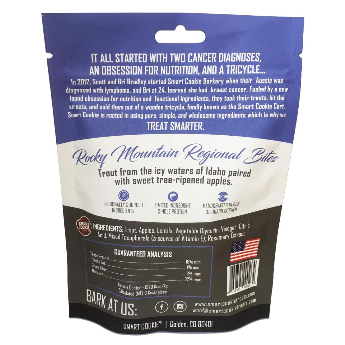 Smart Cookie Trout & Apple: golosinas sin granos para perros.