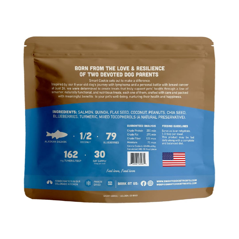 Smart Cookie quinoa y arándanos, mezcla superalimento para perros activos.