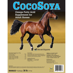 SmartEquine CocoSoya Granular, enfoque en brillo del pelaje gracias a aceites vegetales.