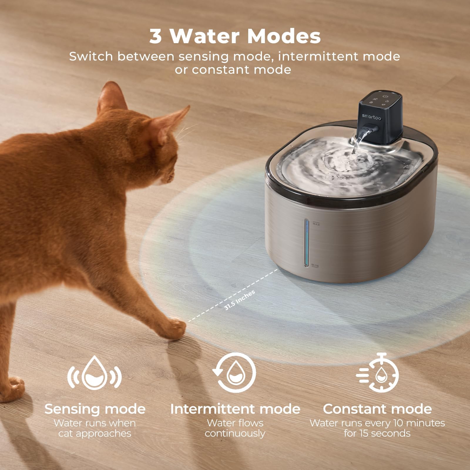 Smartoo capacidad 4,5l, depósito grande para varios animales o días entre recargas