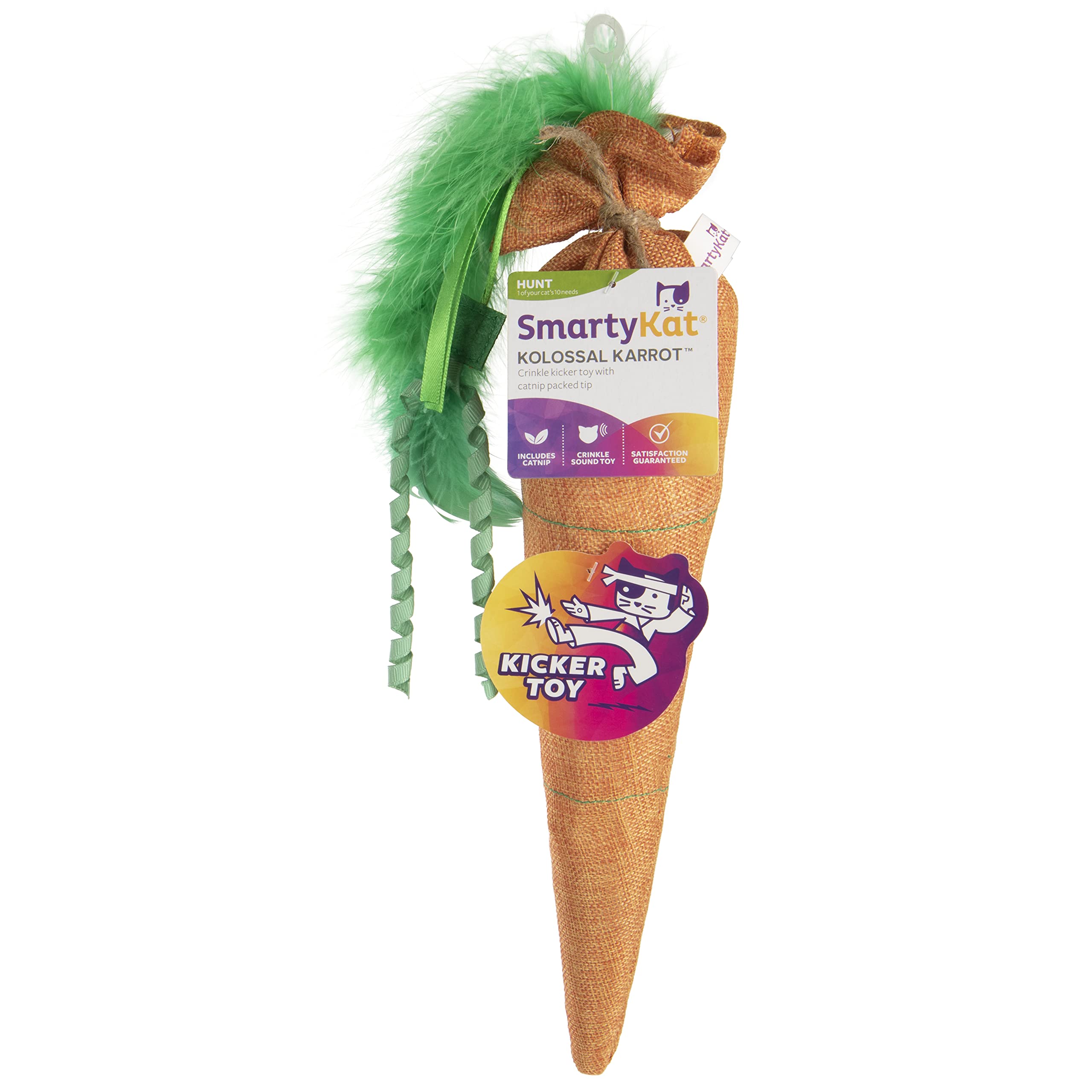 SmartyKat Kolossal Karrot Crinkle Kicker tamaño jumbo para juego de lucha
