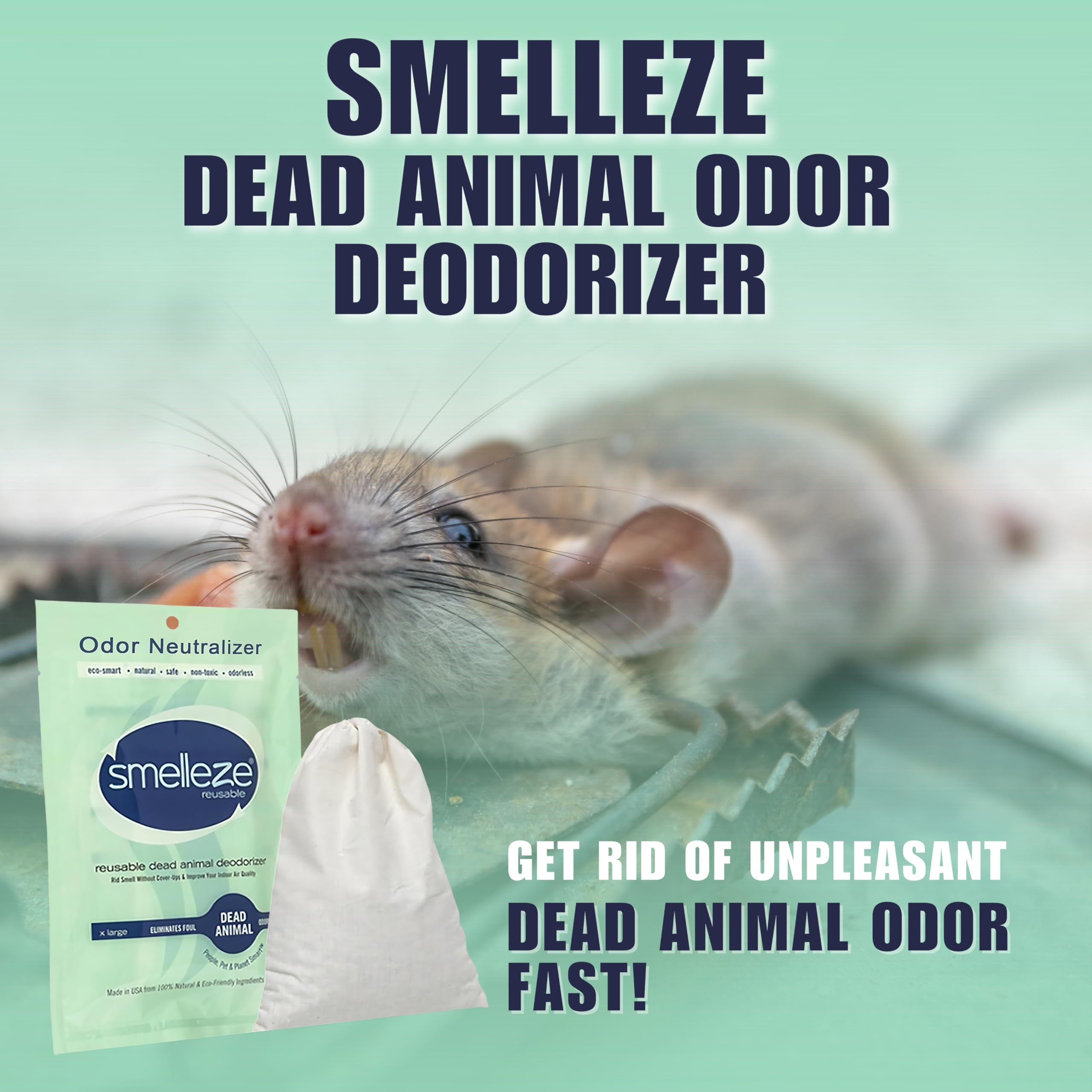 SMELLEZE eliminador de olor para roedores: elimina olor de roedores de forma segura.