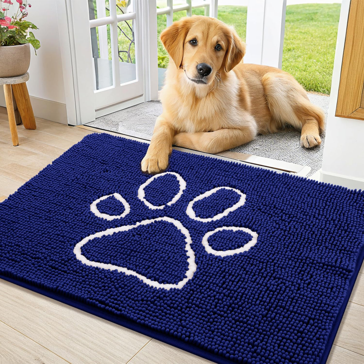 Smiry alfombra de entrada de chenilla suave para mayor comodidad al entrar.