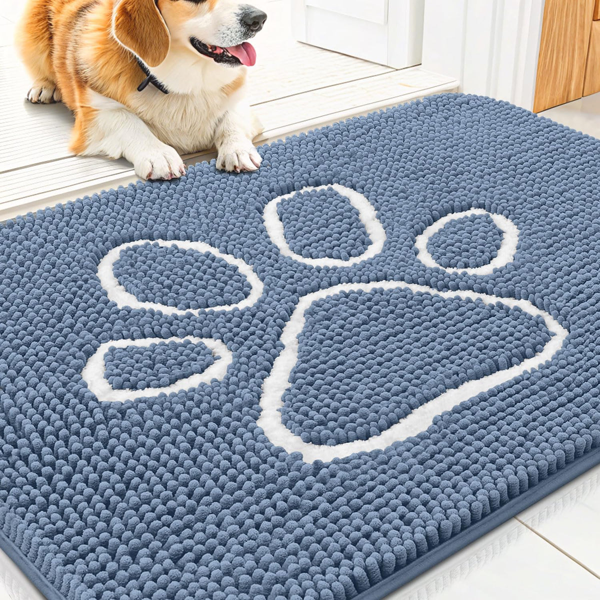 Alfombra Smiry para entrada con chenille absorbente y limpieza