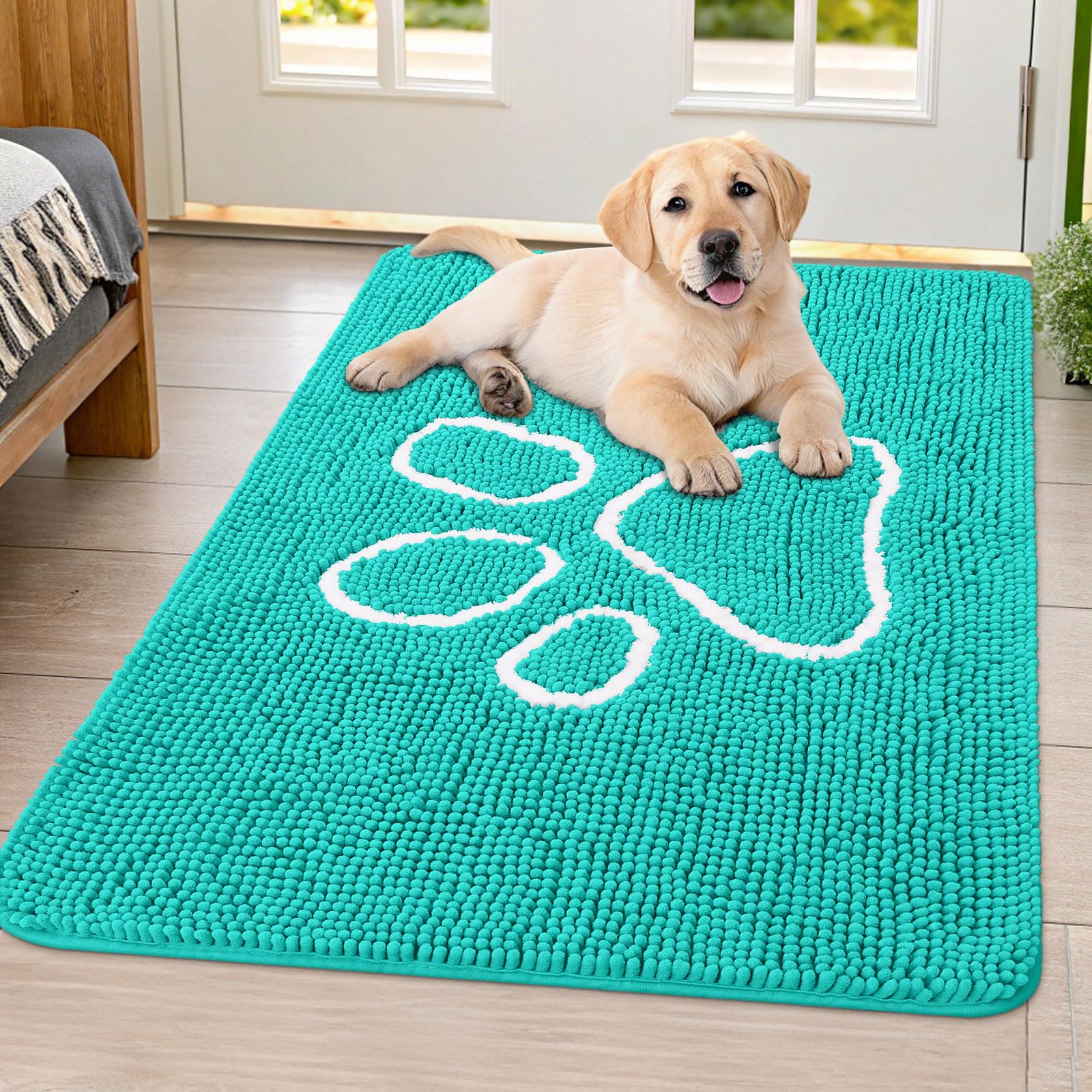 Smiry alfombra chenille suave para la entrada, tacto cómodo para pies y patas.