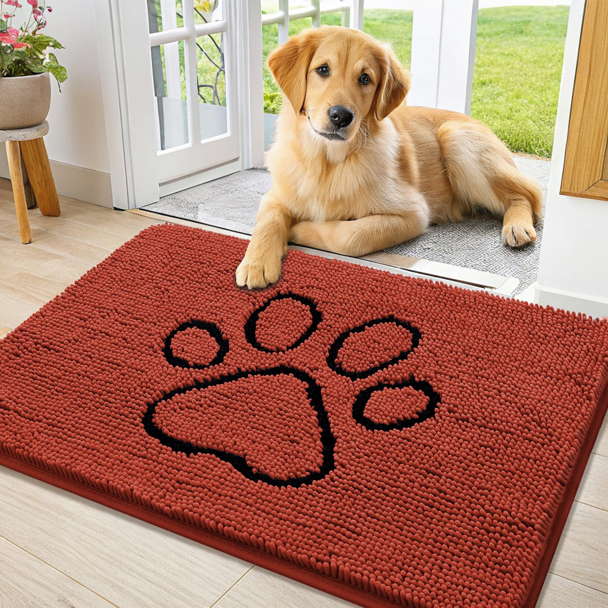 Smiry alfombra de entrada chenille suave para pies cómodos al entrar.