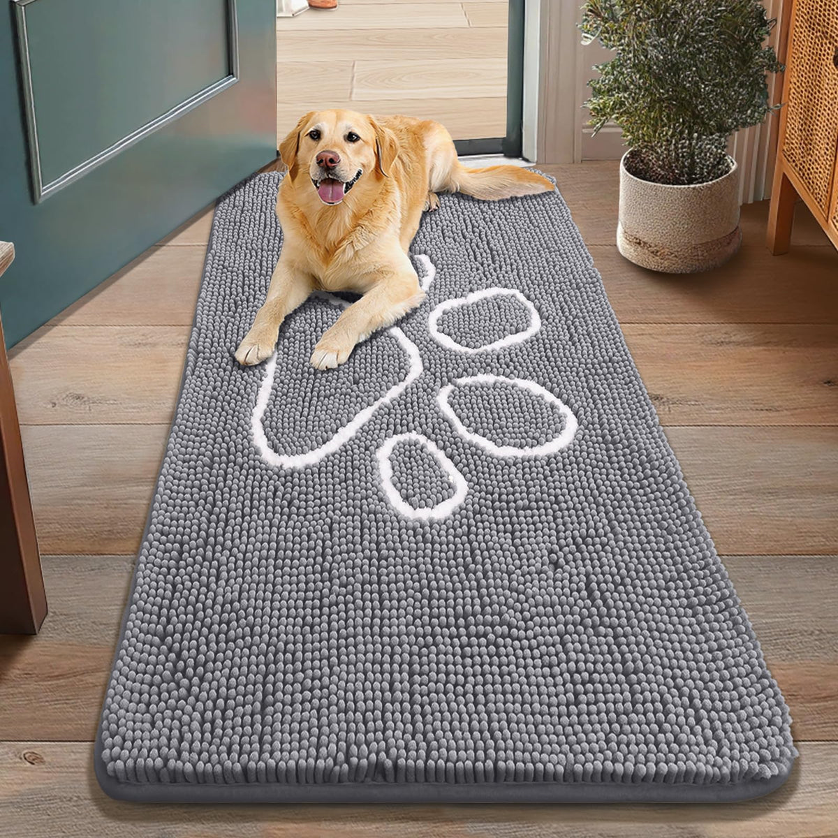 Smiry alfombra entrada chenille con tacto suave y confort para pies y patas