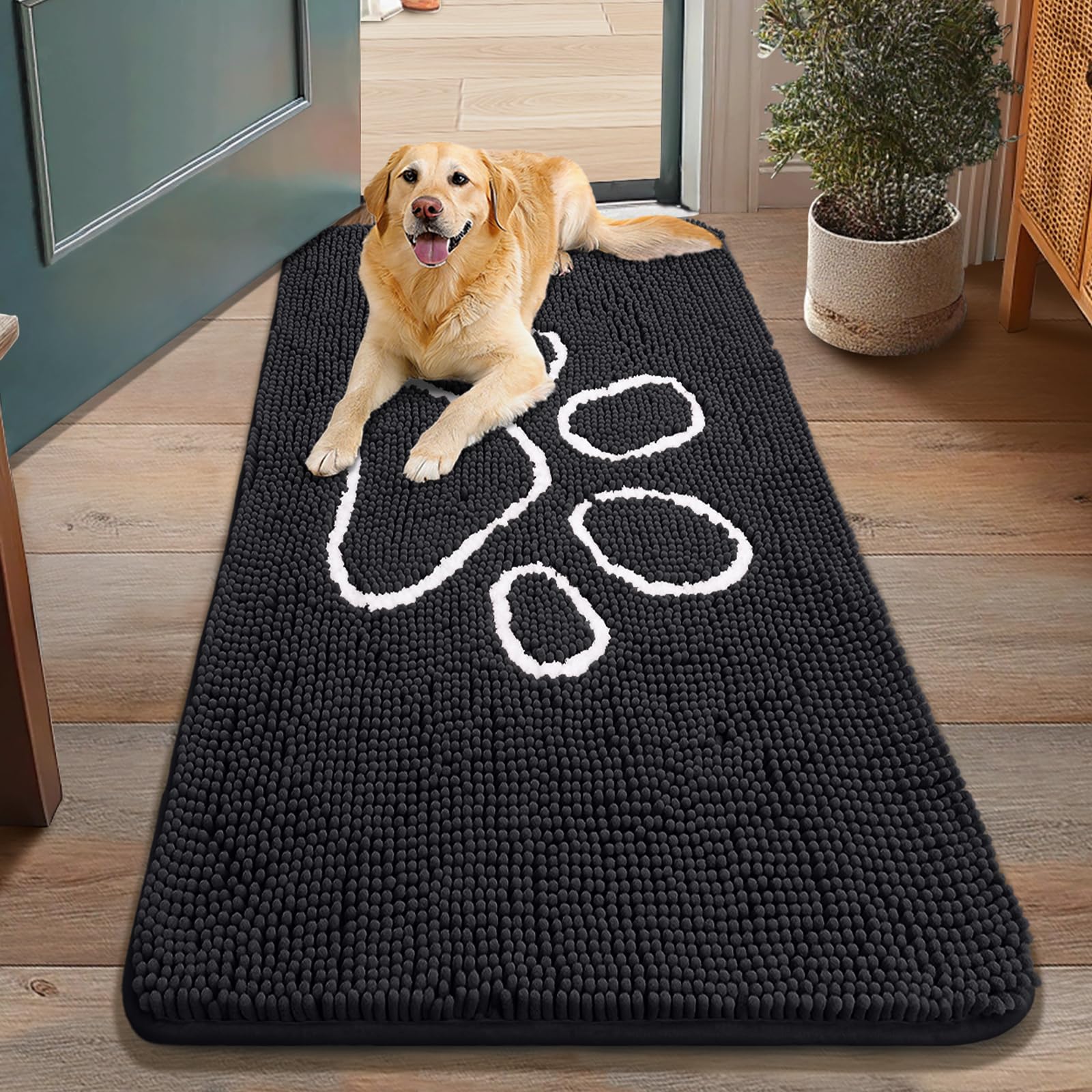 Smiry alfombra de entrada de chenille suave y absorbente para interiores