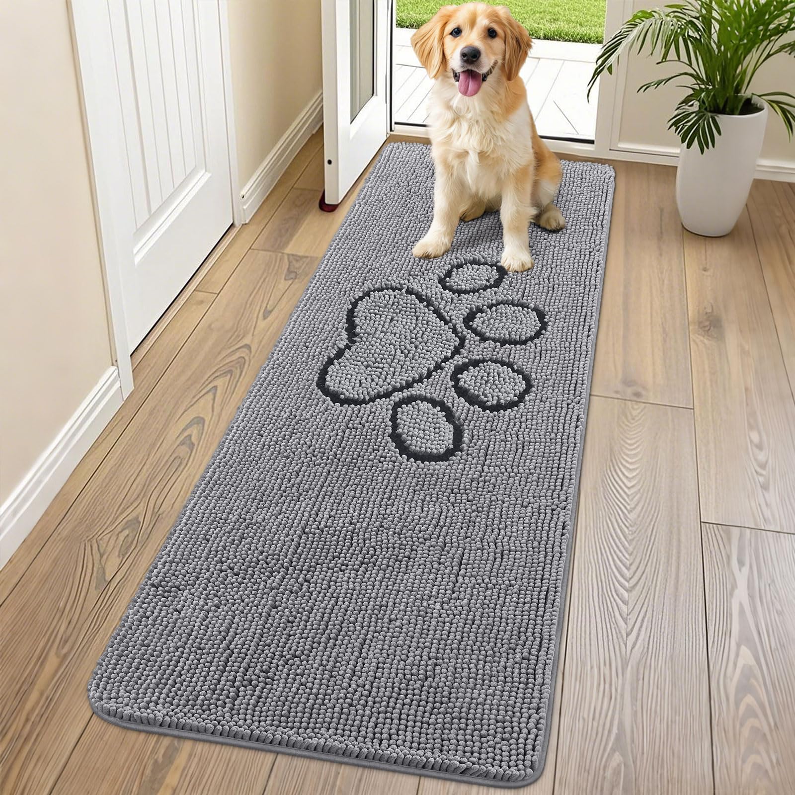Alfombra Smiry de entrada en chenille: comodidad para pies y patas.