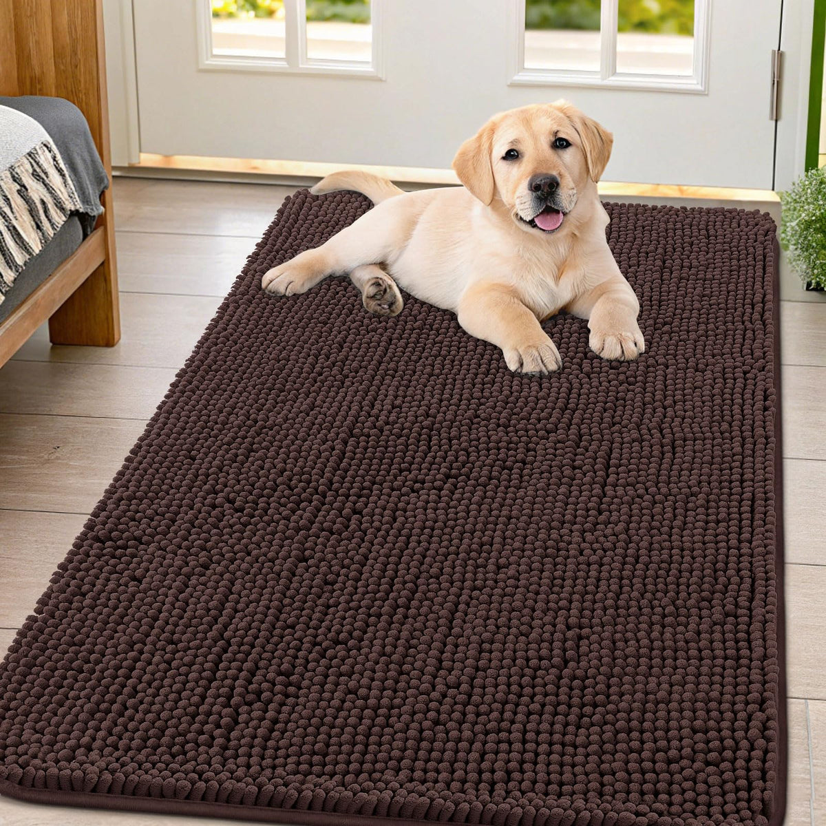 Smiry alfombra de entrada chenille suave para perros, mantiene el piso limpio