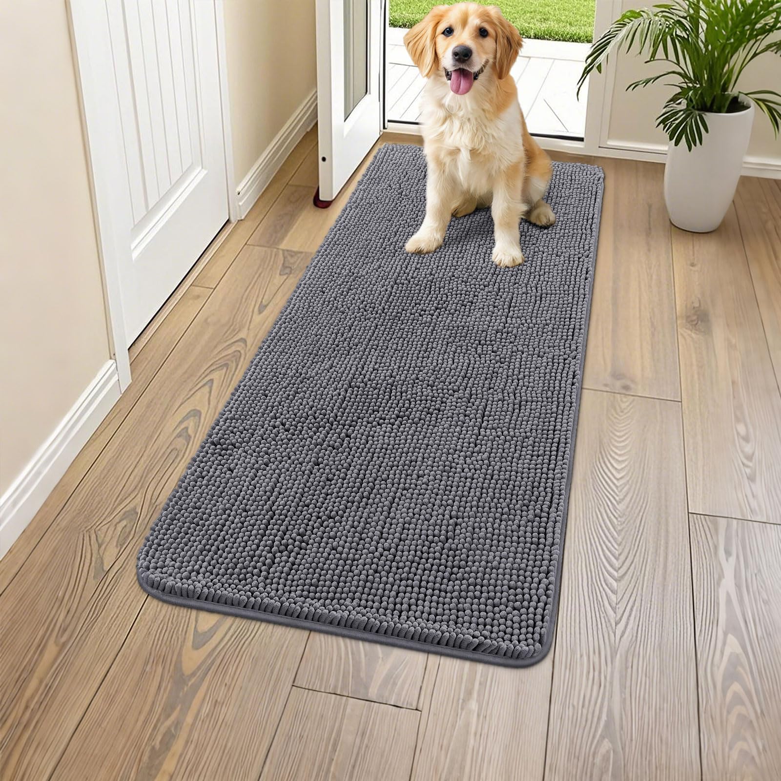 Alfombra Smiry para entrada con patas húmedas, absorbe humedad y mantiene seco el suelo.