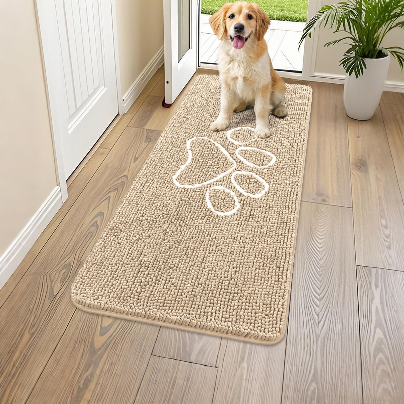 Smiry alfombra de entrada con chenille suave para patitas