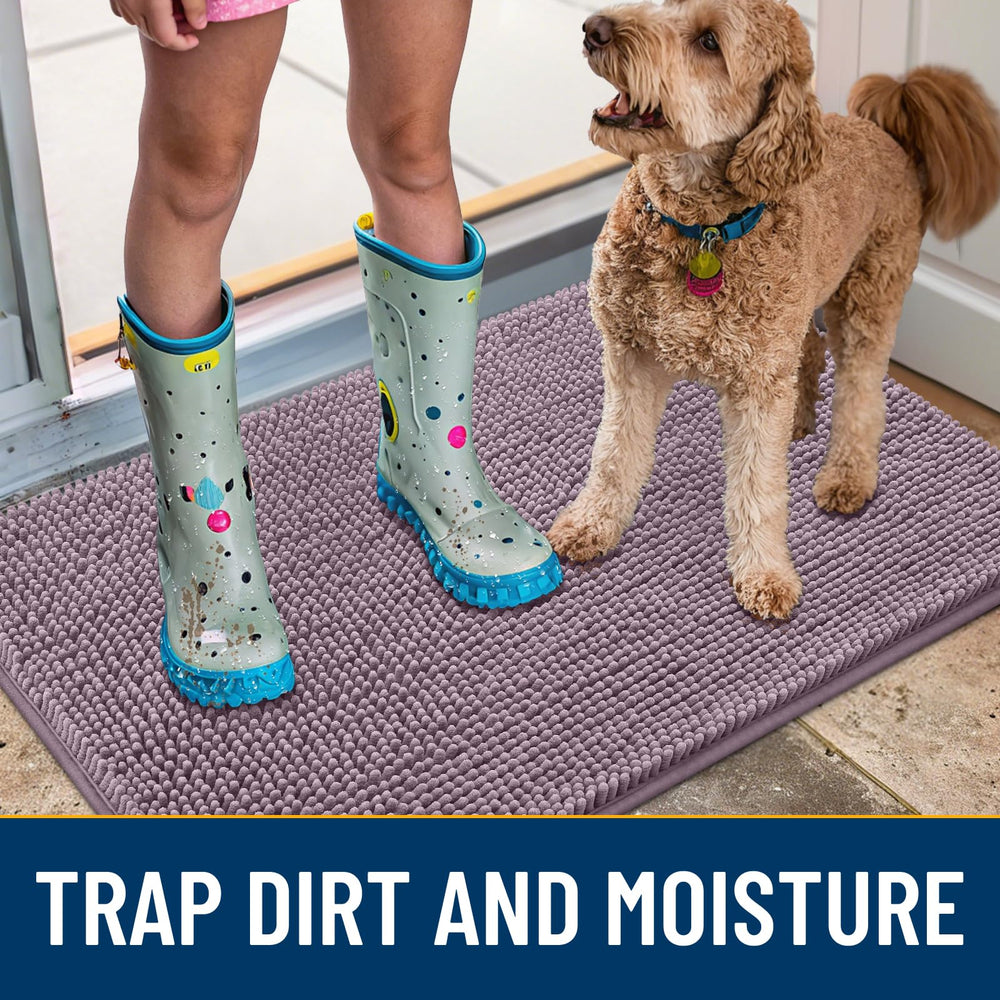 Smiry alfombra para puerta con visual de patas húmedas al limpiar