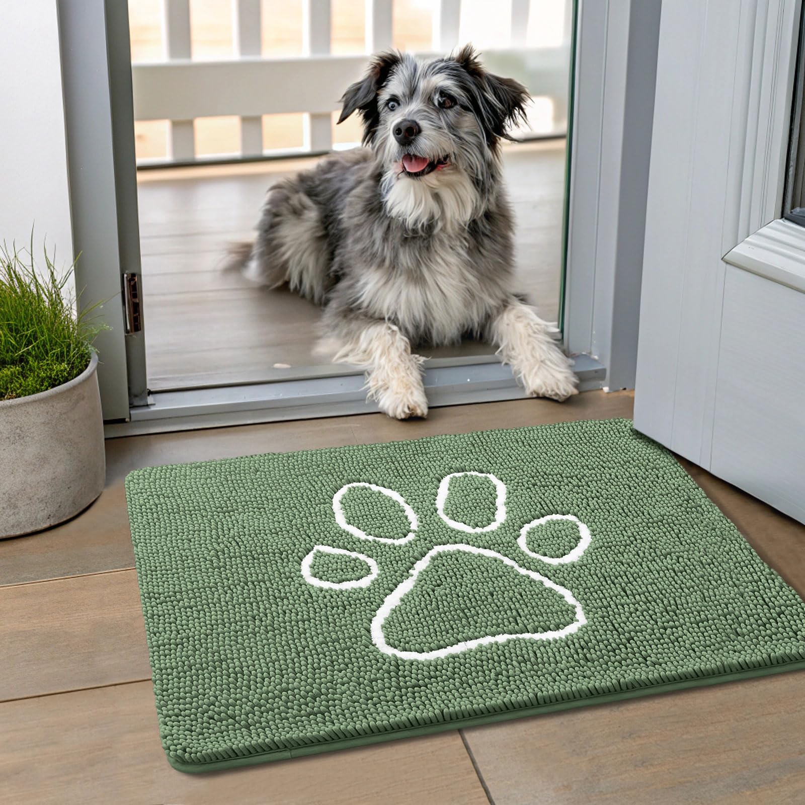 Smiry alfombra puerta con chenilla suave, comodidad para las patas y el suelo.