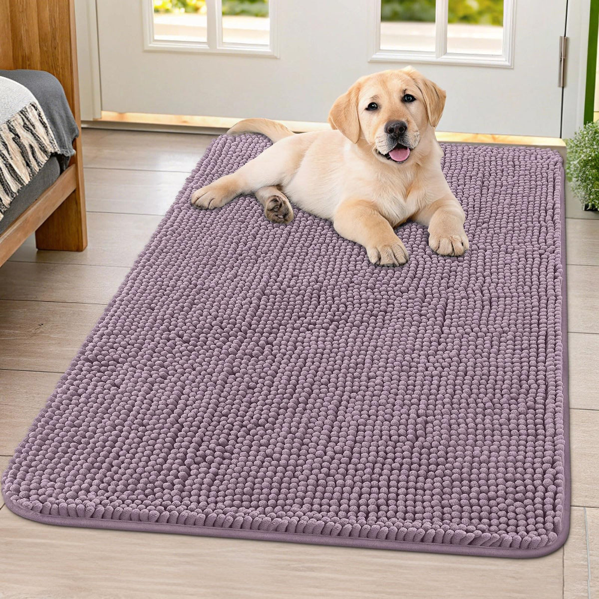 Smiry alfombra para puerta con chenille suave para mayor comodidad al entrar