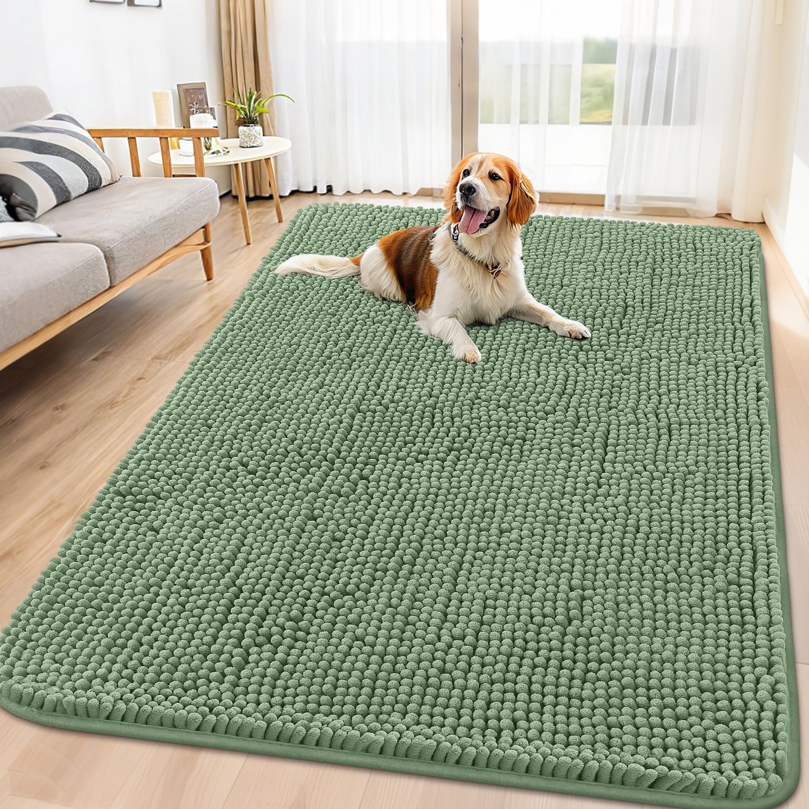 Smiry alfombra puerta chenille suave y absorbente para patas mojadas.