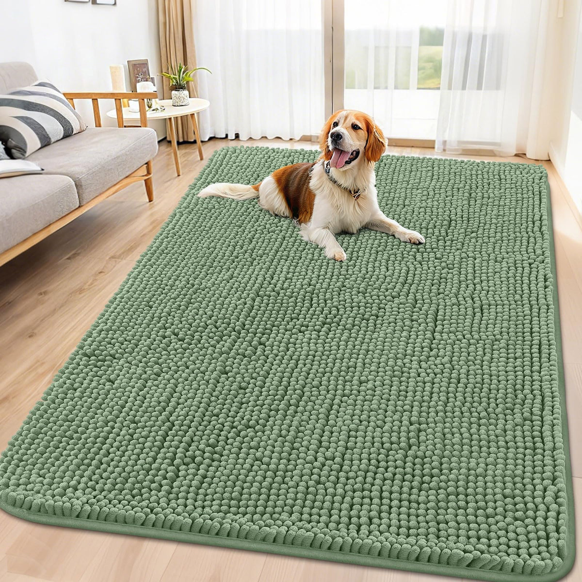 Smiry alfombra puerta chenille suave y absorbente para patas mojadas.