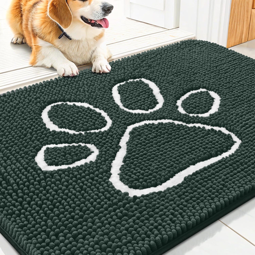 Smiry alfombra para puerta con chenille absorbente para captar suciedad en la entrada