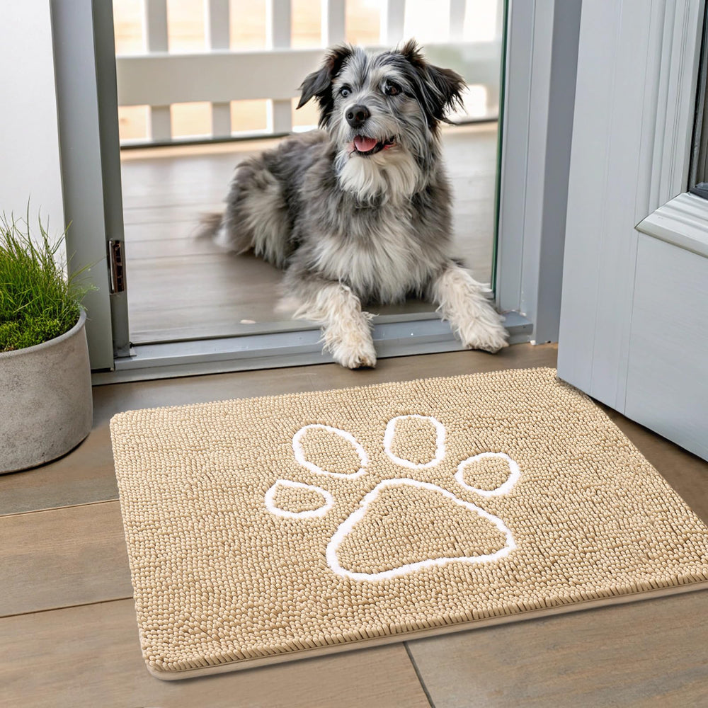 Smiry alfombra de entrada con chenille suave para patas mojadas, absorbe humedad.