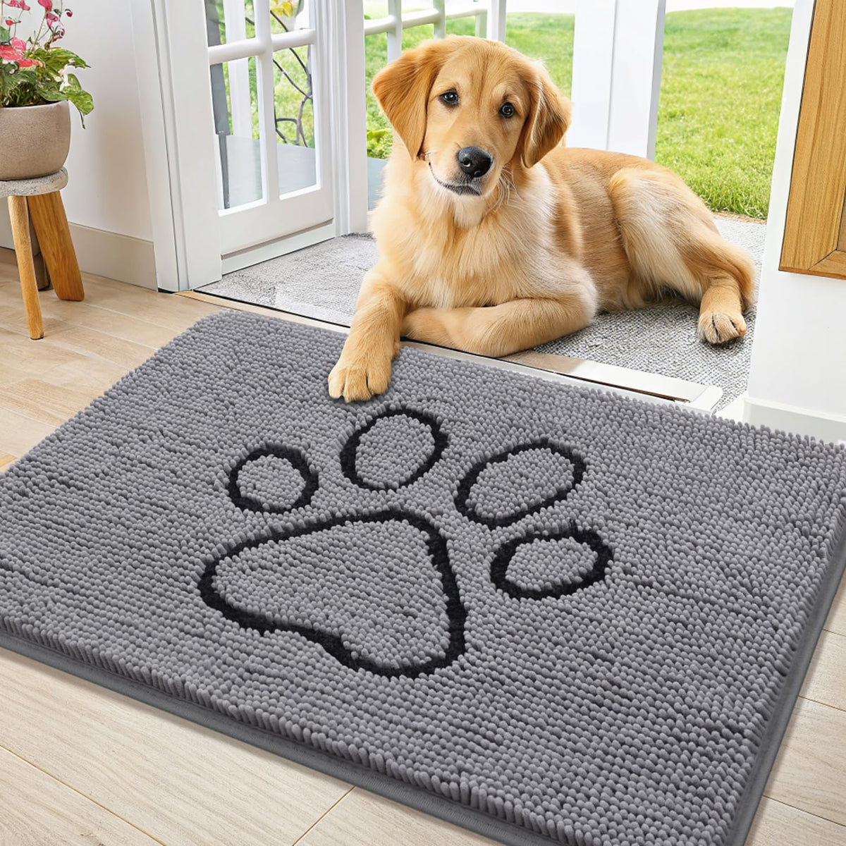 Smiry alfombra puerta chenille suave para confort de pies y mascotas