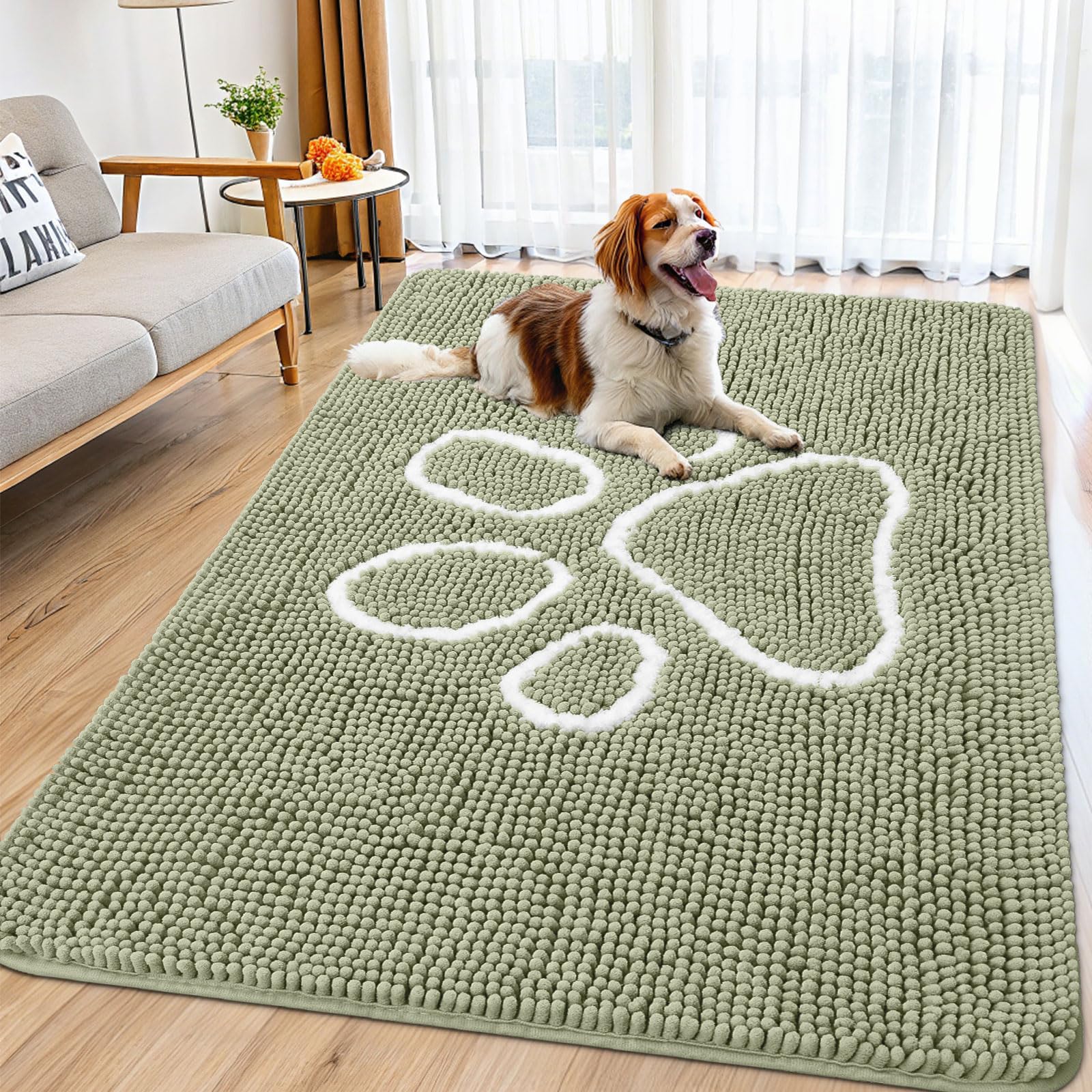 Smiry alfombra puerta con chenille suave para mayor comodidad al entrar