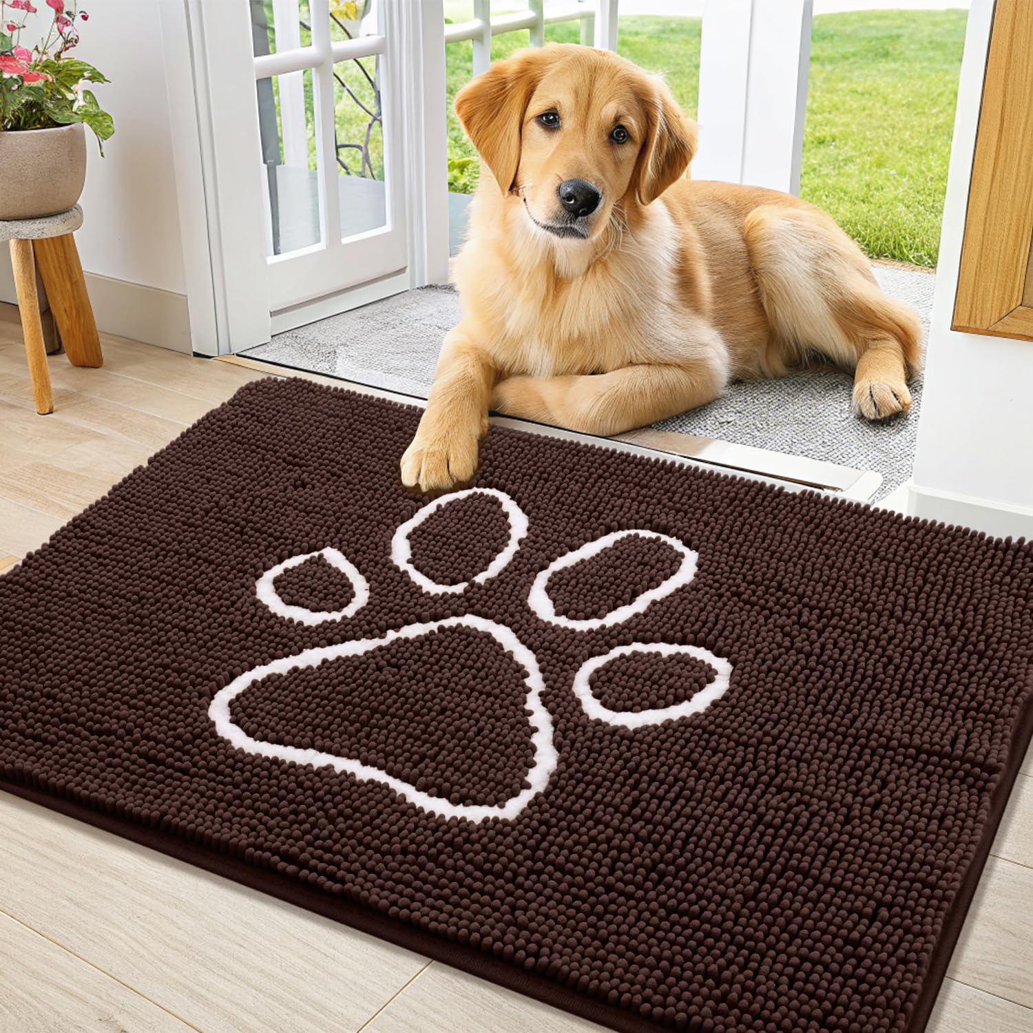 Smiry alfombra puerta chenille suave para patas secas y limpias