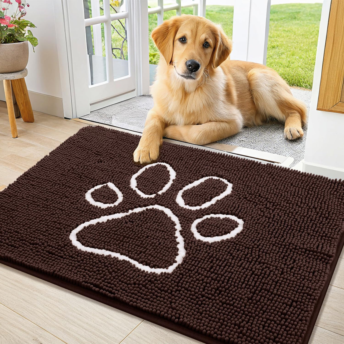 Smiry alfombra puerta chenille suave para patas secas y limpias