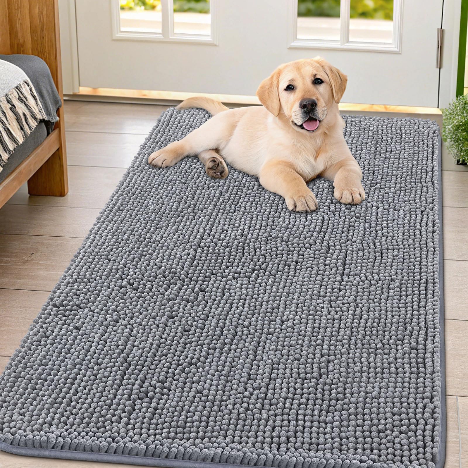 Smiry alfombra puerta para perros en chenille absorbente para humedad