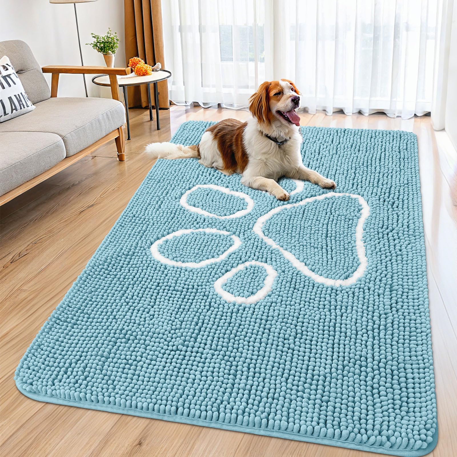 Alfombra Smiry para puerta atrapa polvo de patas sucias al entrar.