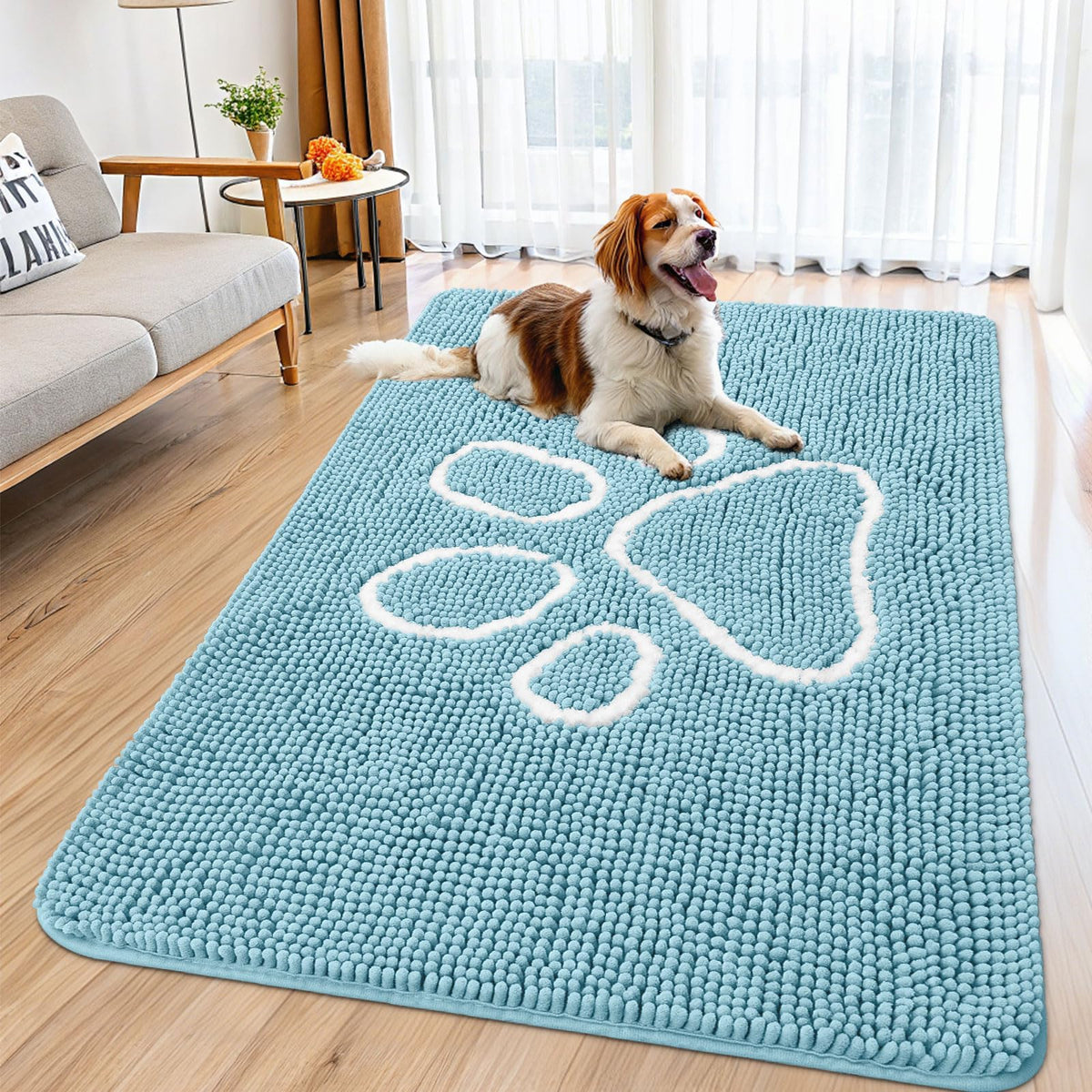 Alfombra Smiry para puerta atrapa polvo de patas sucias al entrar.