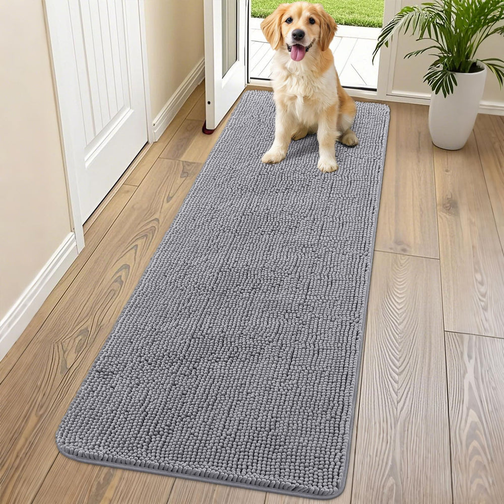 smiry alfombra para puerta con chenilla absorbente mantiene patas secas