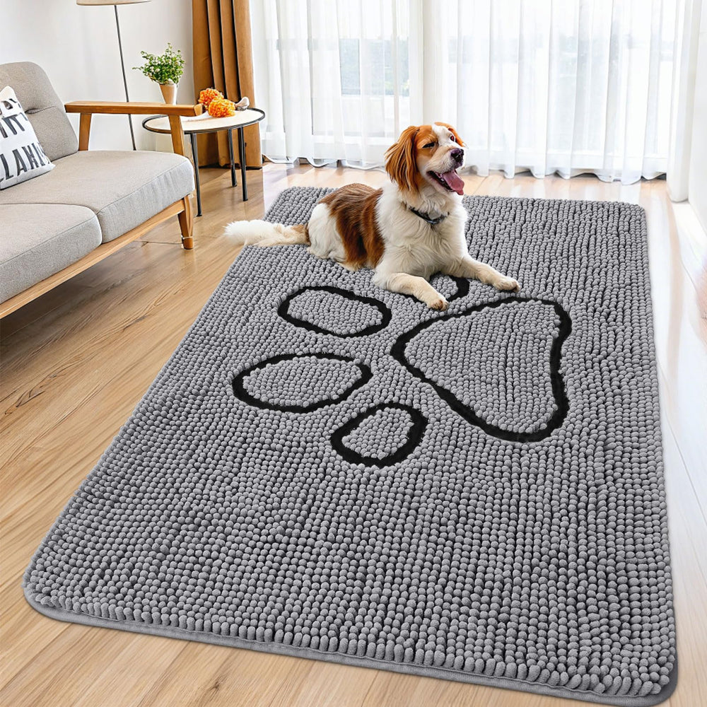 Smiry alfombra para puerta con chenille absorbente, ideal para entradas limpias.