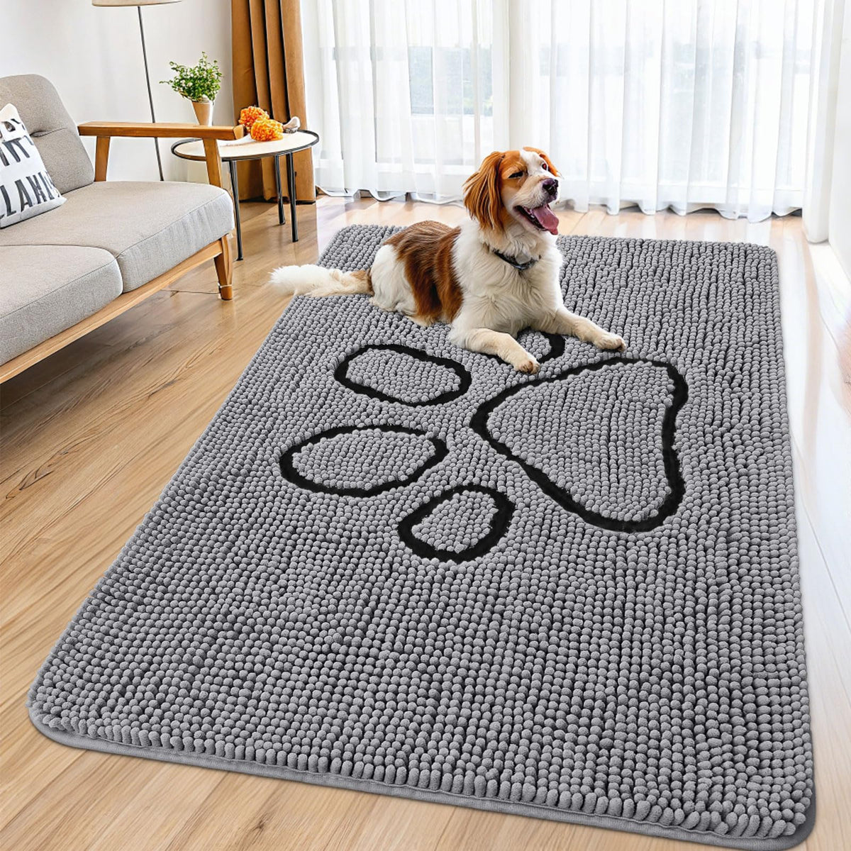 Smiry alfombra para puerta con chenille absorbente, ideal para entradas limpias.