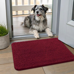 Alfombra Smiry para puerta de perros 24x16 en burdeos absorbe humedad en entradas
