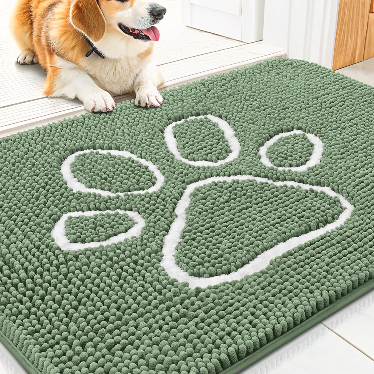 Smiry alfombra de puerta para perros con chenille absorbente para humedad.