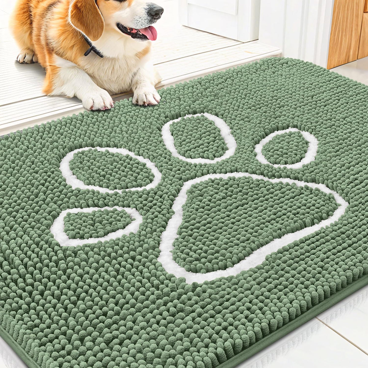 Smiry alfombra de puerta para perros con chenille absorbente para humedad.