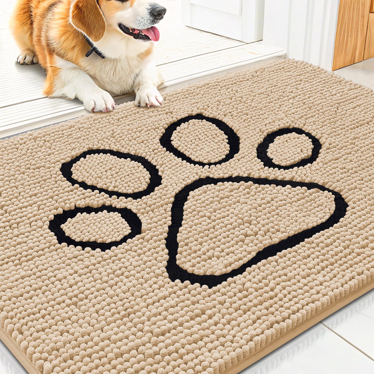 Alfombra Smiry para perros: chenille suave para la entrada.