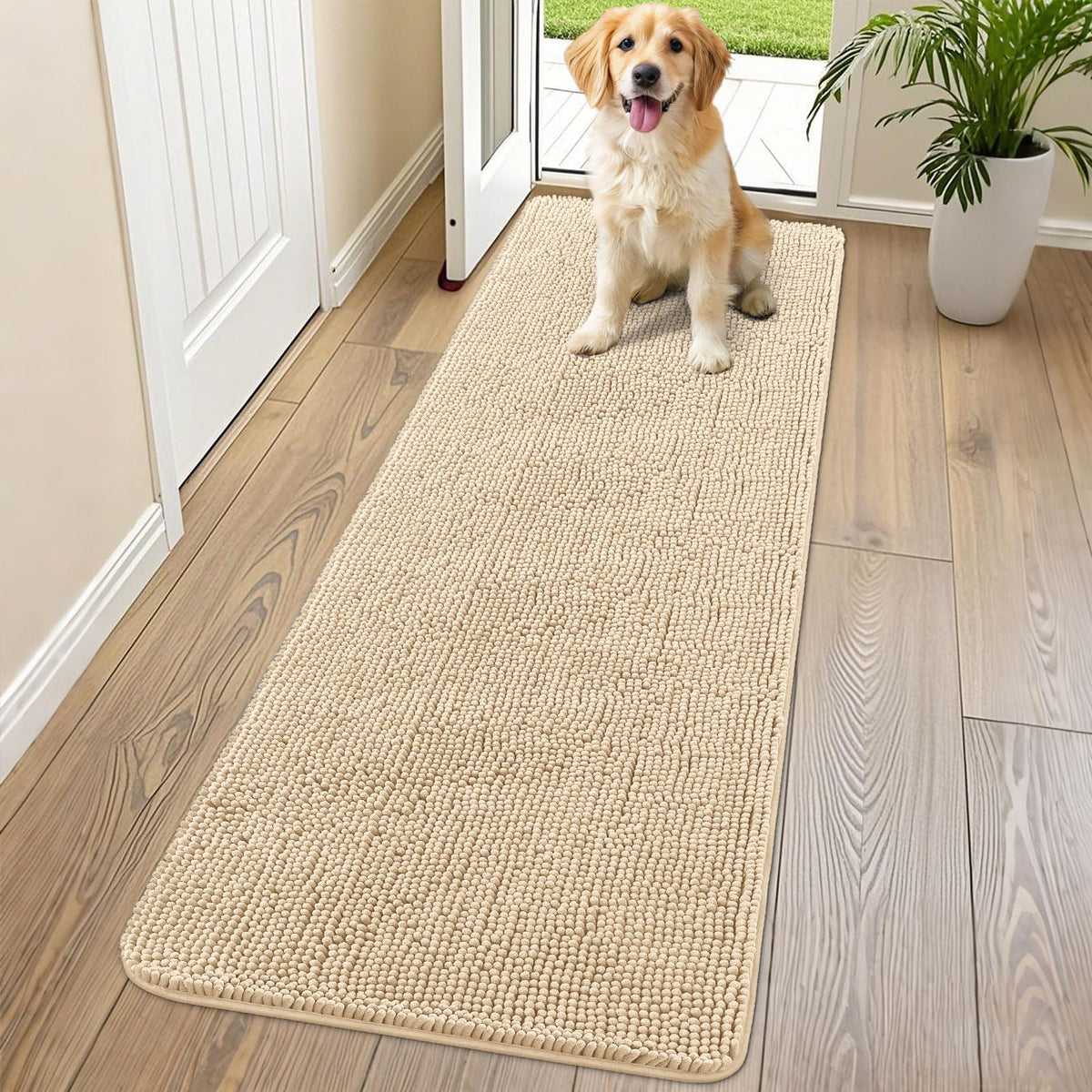 Alfombra Smiry para puerta de perros absorbe humedad y mantiene seco el recibidor.
