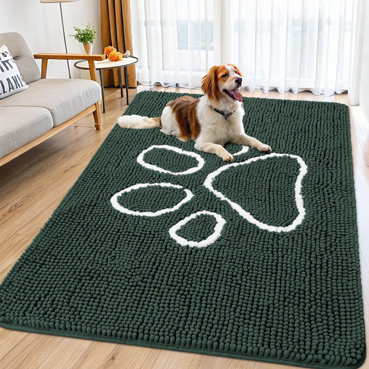 Smiry Alfombra para puerta de perros con patas mojadas, absorbe humedad.
