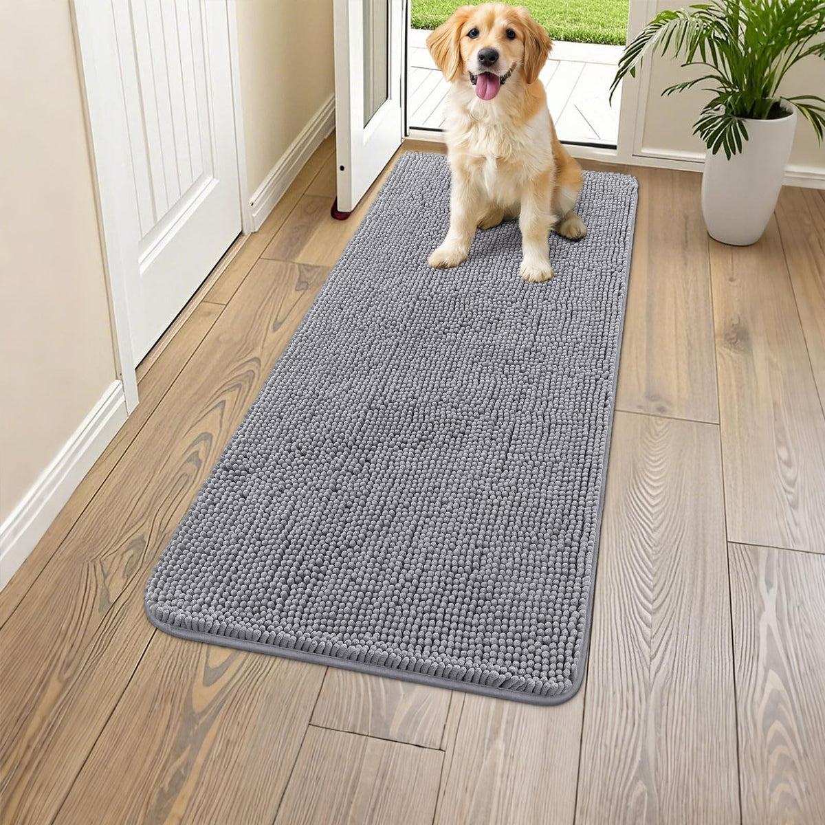 Alfombra Smiry para patas mojadas: absorbe humedad para entrada limpia.