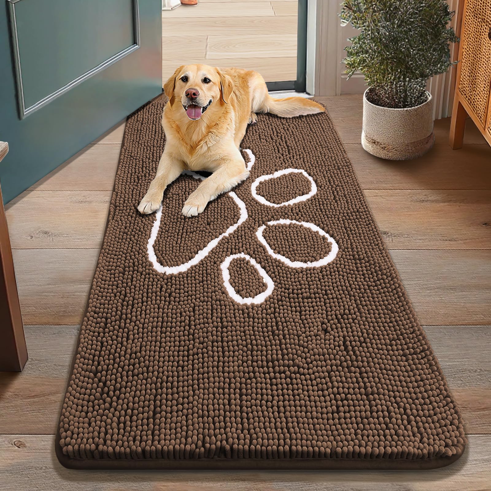 Smiry alfombrilla de entrada chenilla absorbe humedad y suciedad