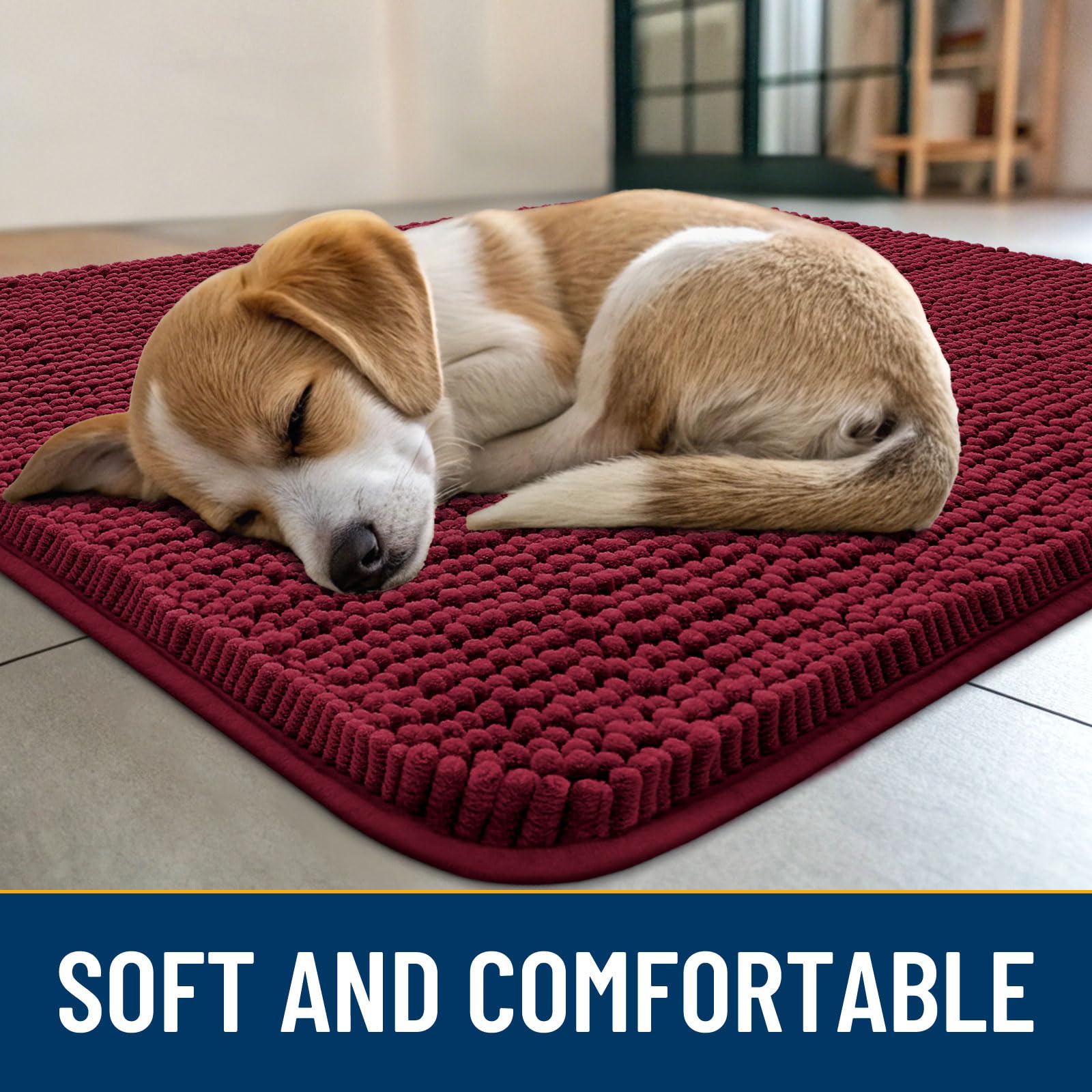 Smiry alfombrilla de entrada en chenille suave para uso diario de mascotas.