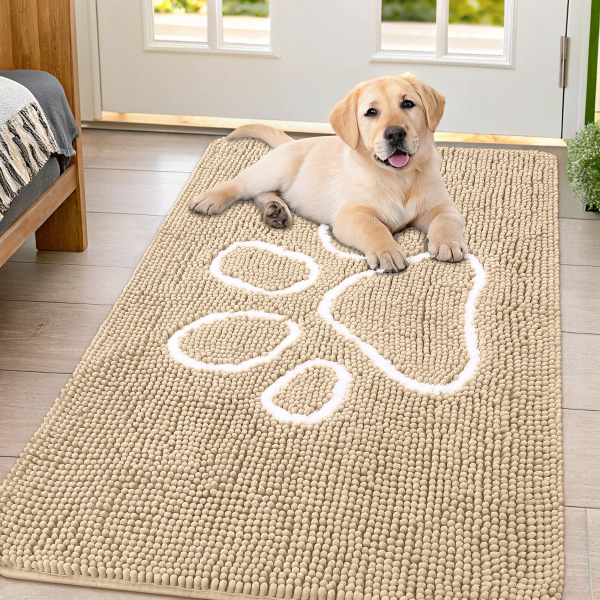 Alfombrilla Smiry para perros con absorbente de patas, ideal para entradas limpias.